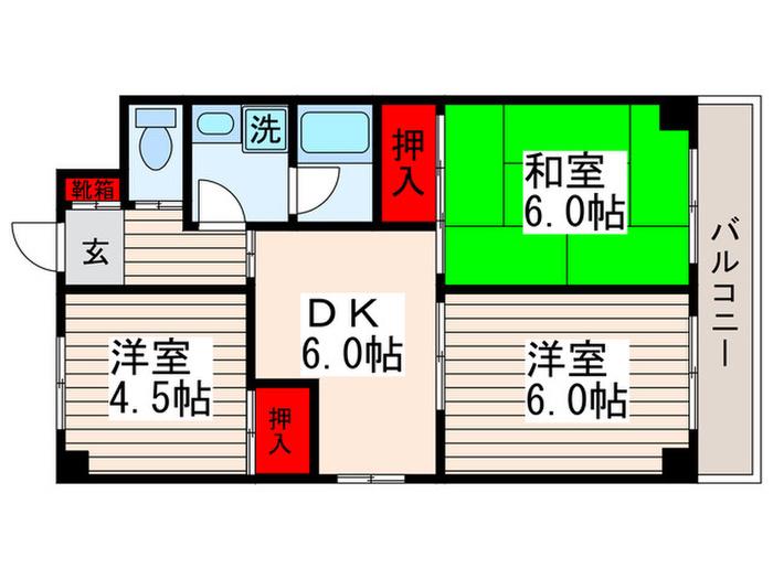 ゴトウマンション(3DK/3階)の間取り写真