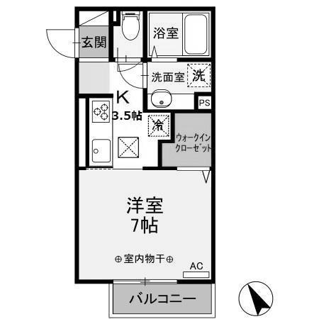 シャトレオリーブ(1K/1階)の間取り写真