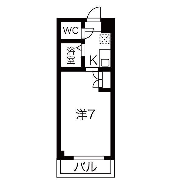 ファミール旭(1K/2階)の間取り写真