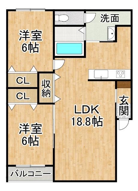 札内中央町MS(2LDK/1階)の間取り写真