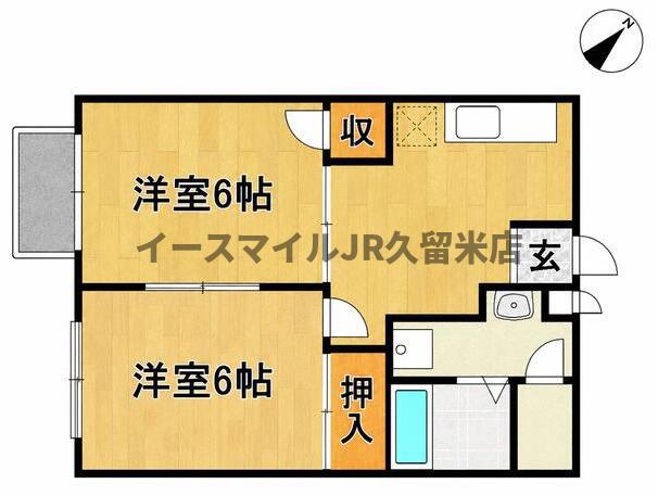 サンヒルズ岡II(2DK/2階)の間取り写真