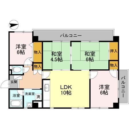 パープルツイン園田(4LDK/4階)の間取り写真