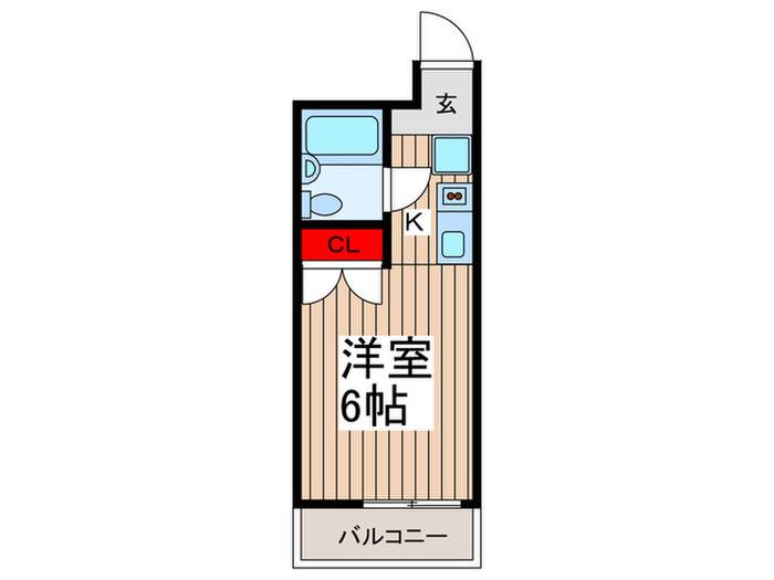スカイコート戸越銀座(1K/2階)の間取り写真