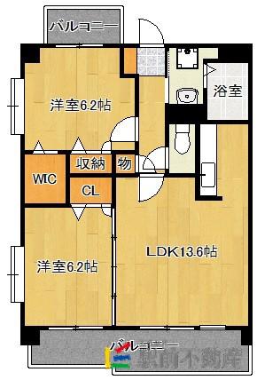 ネオジェラーモ(2LDK/6階)の間取り写真