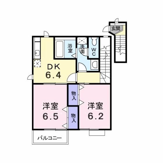 エトワールパルク ウエスト(2DK/2階)の間取り写真