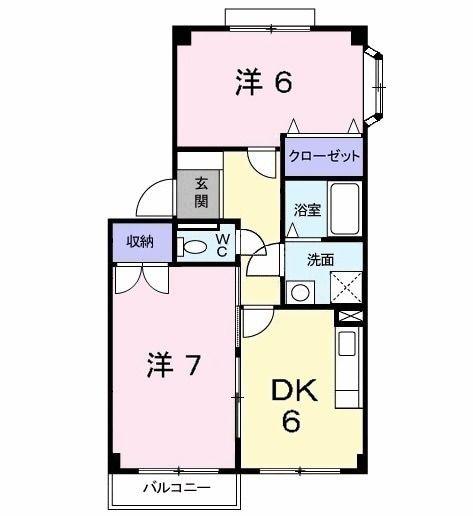 レジデンスビバ1(2DK/2階)の間取り写真