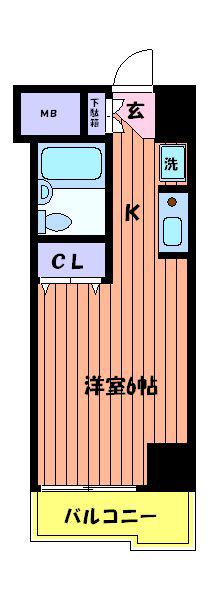 アバクス立川A(1K/4階)の間取り写真