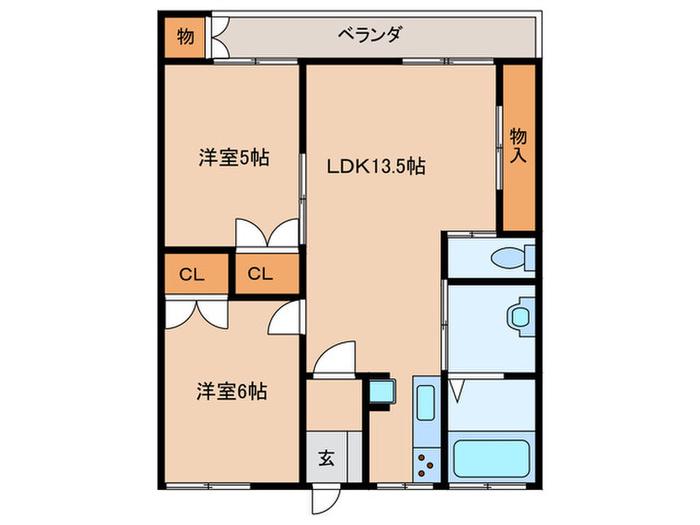 コーポ光(2LDK/3階)の間取り写真