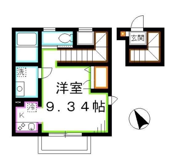 コティハウスカ(ワンルーム/2階)の間取り写真