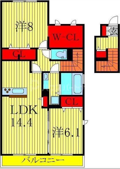 ブリエ II(2LDK/2階)の間取り写真