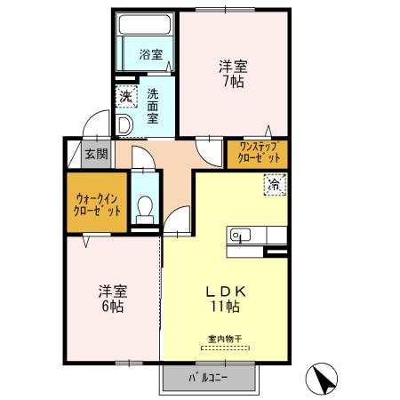 ブリリアンドヒルズ(2LDK/2階)の間取り写真