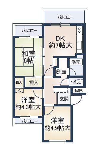 メゾン芝花(3DK/3階)の間取り写真