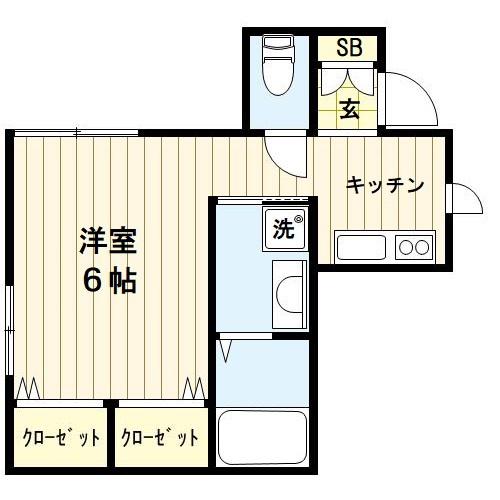 エスアールフラット(1K/1階)の間取り写真