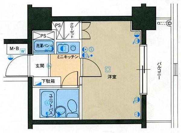 パレ・ドール月島(1K/3階)の間取り写真