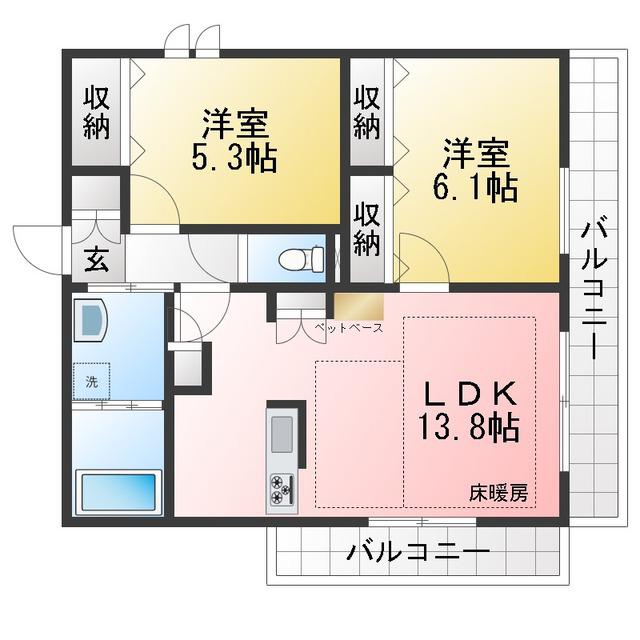 LA SEINE(2LDK/2階)の間取り写真