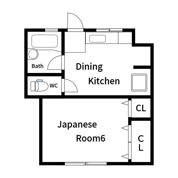桂荘(1K/2階)の間取り写真