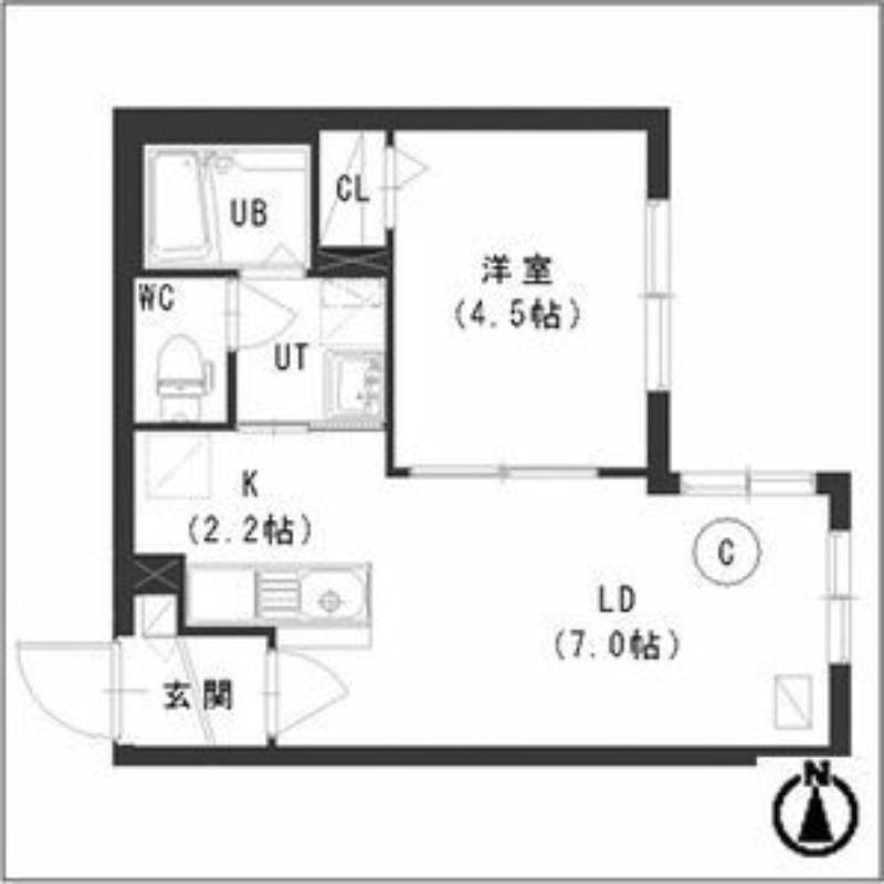 ビヨンド麻生(1LDK/1階)の間取り写真