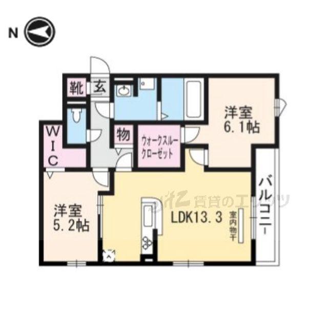 AZUR上中条(2LDK/3階)の間取り写真