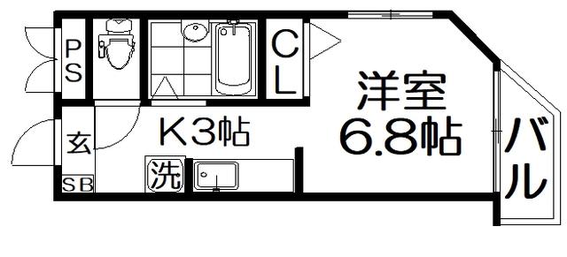 エルロード有馬香里(1K/3階)の間取り写真