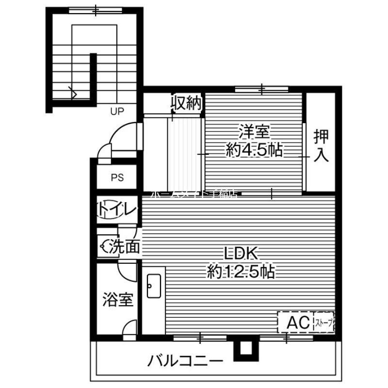 ビレッジハウス新川6号棟(1LDK/2階)の間取り写真