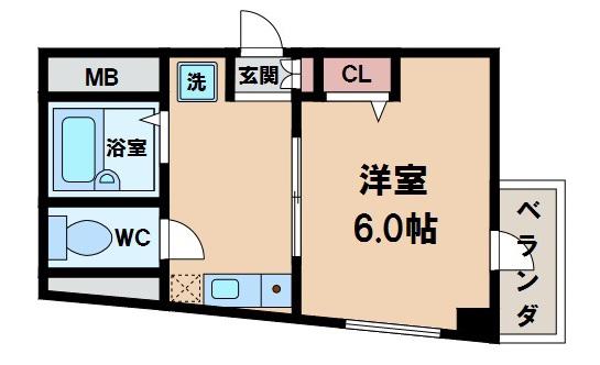 ユーニティ桃ヶ池(1K/6階)の間取り写真