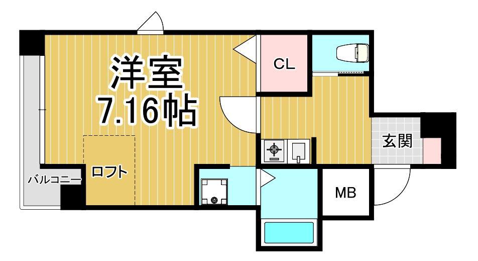 ONLY ONE小花(1K/5階)の間取り写真