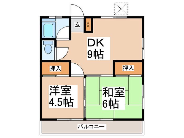 グリーンショップ(2DK/2階)の間取り写真