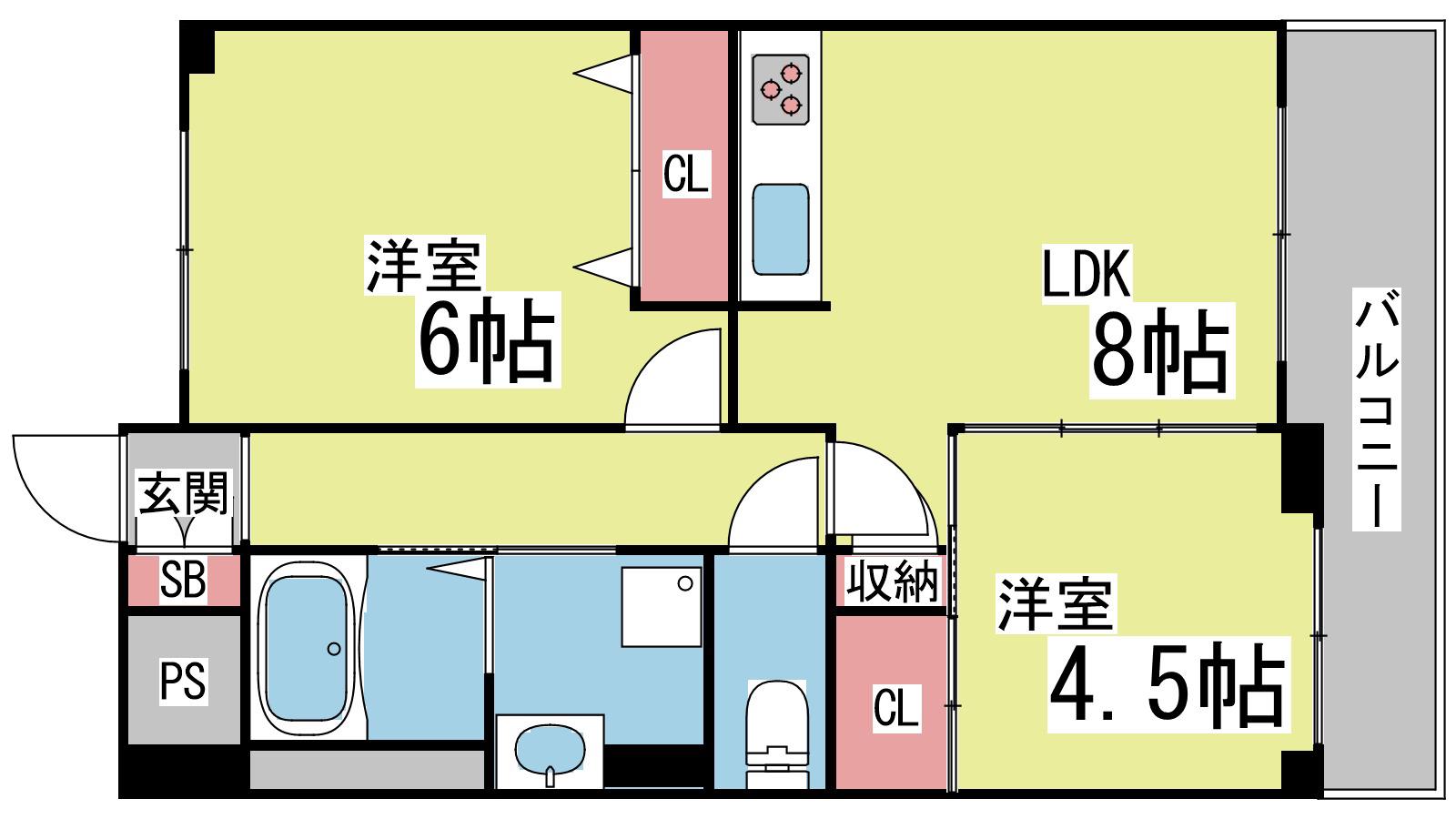 アバンセ六甲パート6(2LDK/3階)の間取り写真