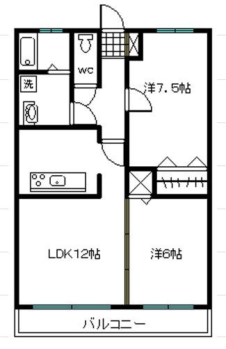 ラ・モンテ(2LDK/2階)の間取り写真