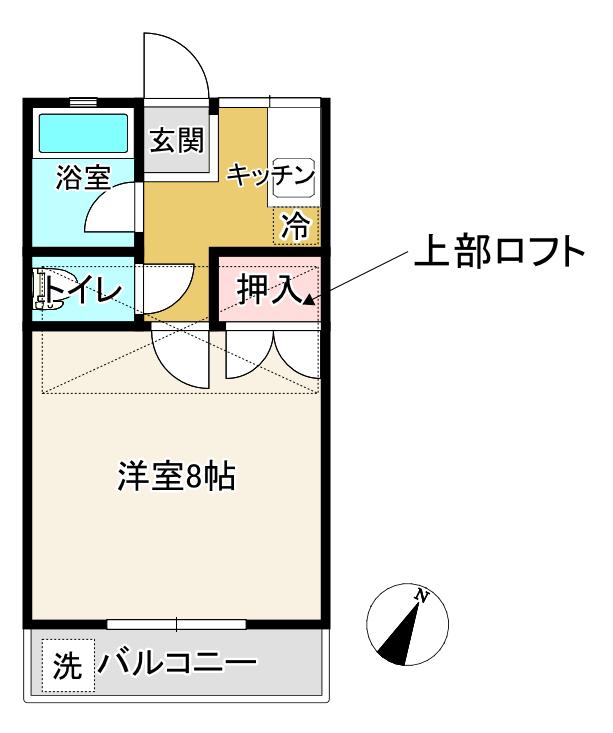 KSハイツ(1K/2階)の間取り写真