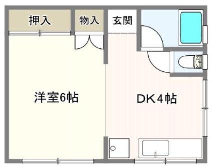 シエル中山手(1DK/2階)の間取り写真