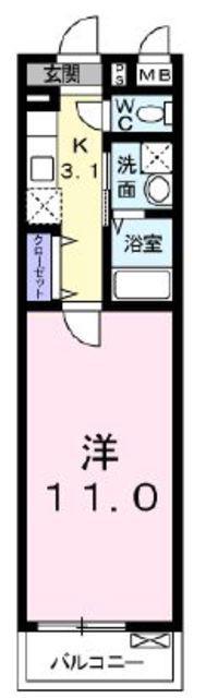 オルタンシア(1K/1階)の間取り写真