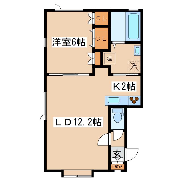 鶴ヶ岱ビレッジ(1LDK/1階)の間取り写真
