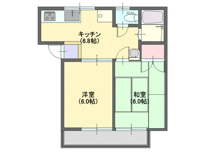 堀ハイツ2(2DK/2階)の間取り写真