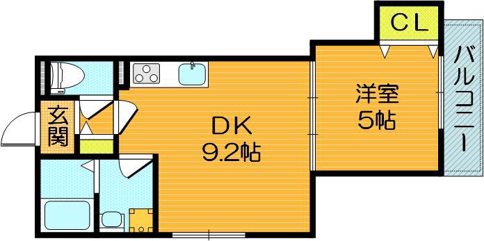 クリエオーレ横堤(1LDK/1階)の間取り写真