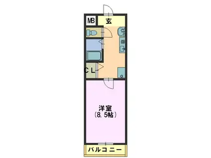 クレスト覚王山(1K/3階)の間取り写真