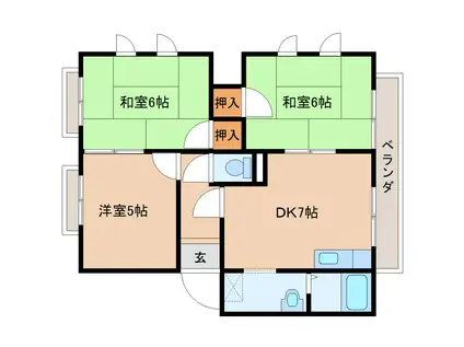 パティオ赤坂(3DK/2階)の間取り写真