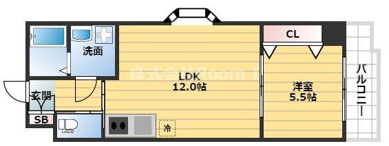 地下鉄長堀鶴見緑地線 松屋町駅 徒歩6分 10階建 築18年(1LDK/9階)の間取り写真