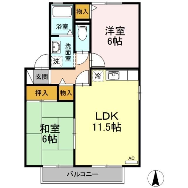 グランシャリオ(2LDK/2階)の間取り写真