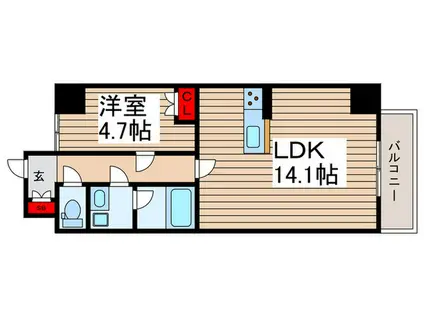 フジIII(1LDK/8階)の間取り写真