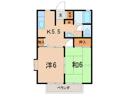 ディアスパーク(2K/1階)の間取り写真