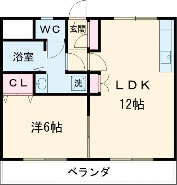 サンコーポ八代(1LDK/4階)の間取り写真