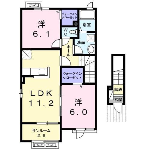 リサージIV(2LDK/2階)の間取り写真