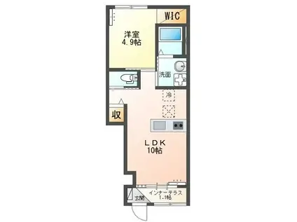 リバティコート H&MIII(1LDK/1階)の間取り写真