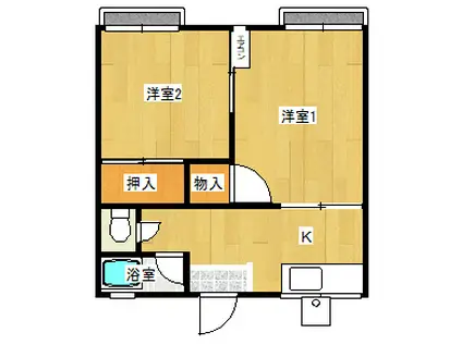 コーポ博多(2K/2階)の間取り写真