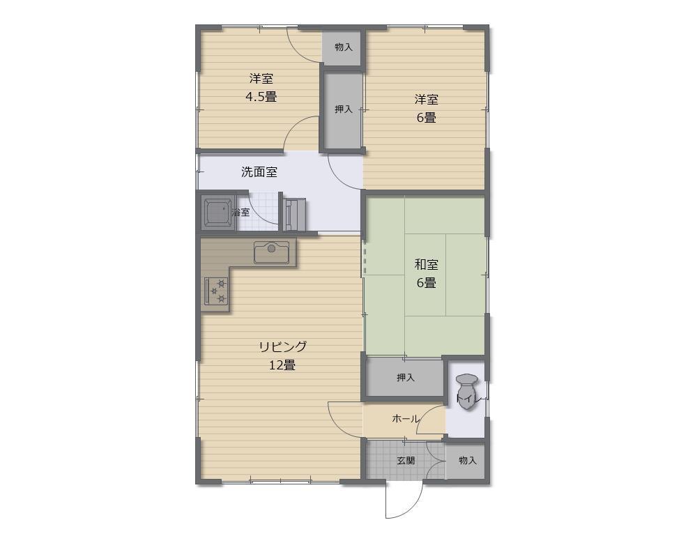 バンビーノ東2-3(3LDK/2階)の間取り写真