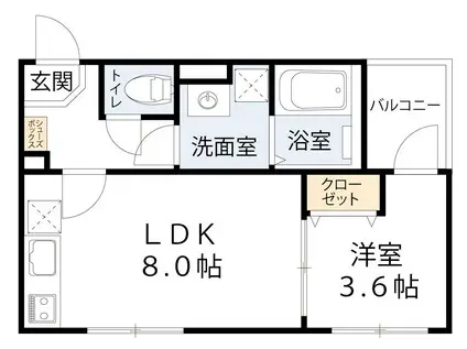 ブランテール深江橋(1LDK/1階)の間取り写真