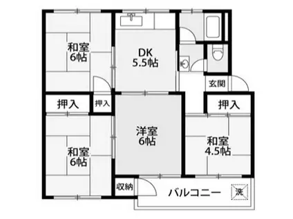 神陵台北67号棟(4DK/4階)の間取り写真