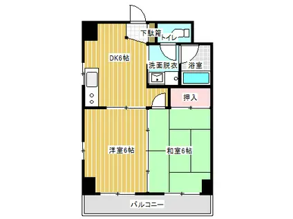 メゾン林(2DK/2階)の間取り写真