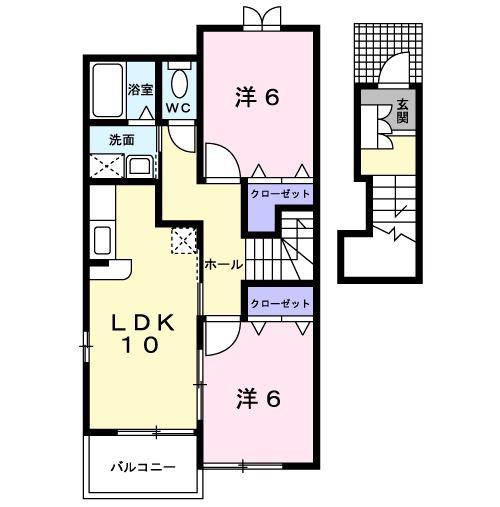 サンリットS・I(2LDK/2階)の間取り写真